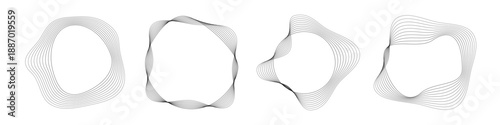Set of round curved sound waves with dynamic wavy stripes
