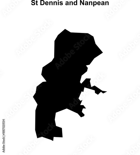 St Dennis and Nanpean (England) blank outline map