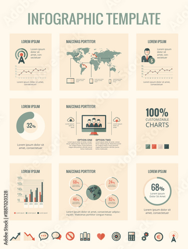 technology infographic template vector customizable elements