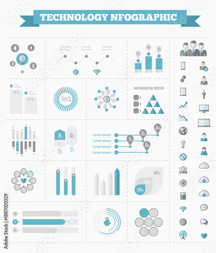technology infographic template vector customizable elements
