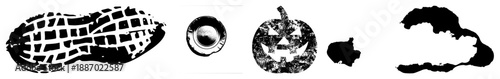 Halloween Pumpkin, Peanut, Coin, Rabbit, and Abstract Organic Shapes