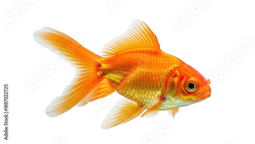 Bright orange goldfish swimming gracefully isolated on transparent background