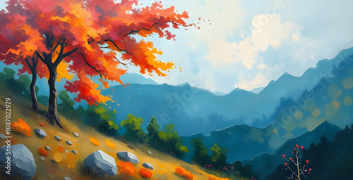 abstract, landscape, oil, painting, artwork, canvas, texture, brush, stroke, pigment, color, rich, expressive, creative, modern, contemporary, scenery, nature, horizon, mountains, valley, terrain, sky