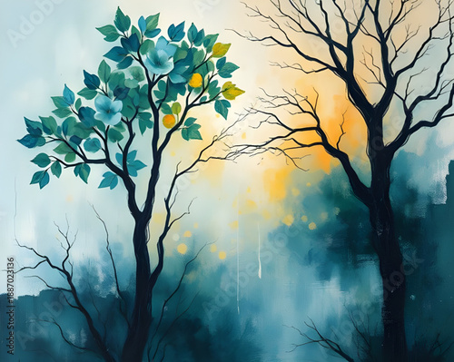 abstract, landscape, oil, painting, artwork, canvas, texture, brush, stroke, pigment, color, vibrant, expressive, creative, modern, contemporary, scenery, nature, horizon, mountains, ridges, valley, s