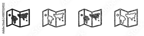 Sketch map icon design set