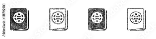 Sketch passport icon design set