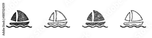 Sketch boat icon design set