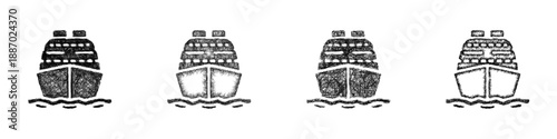 Sketch cruise ship icon design set