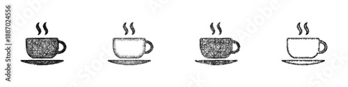Sketch coffee cup icon design set