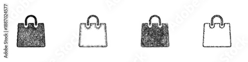 Sketch shopping bag icon design set