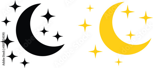 Celestial symbols in contrasting colors