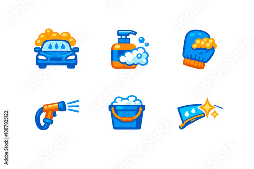 Car Wash Icons Set