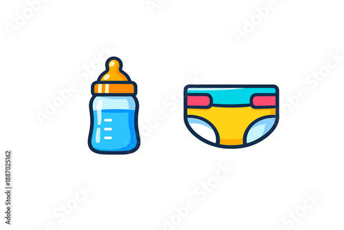 Baby bottle and diaper icons