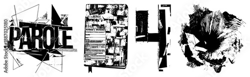 Bold Typography Art Featuring "PAROLE" and Abstract Dictionary Design