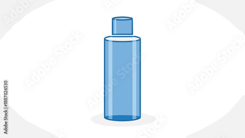Blue cylindrical container with a simple cap suitable for packaging various liquid beauty products like toner or hair care solutions at home.