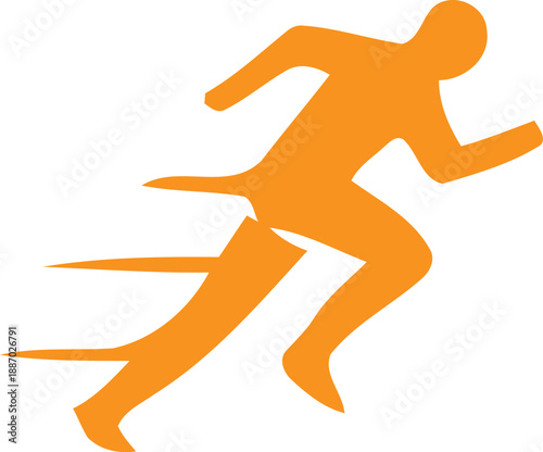 Black vector silhouette of a male athlete and female runner in a sprinting action pose for fitness competition and sports exercise illustration