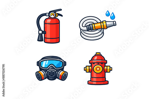 Firefighting Equipment Icons