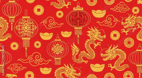 Chinese New Year Lunar Festival Vector Illustration Set