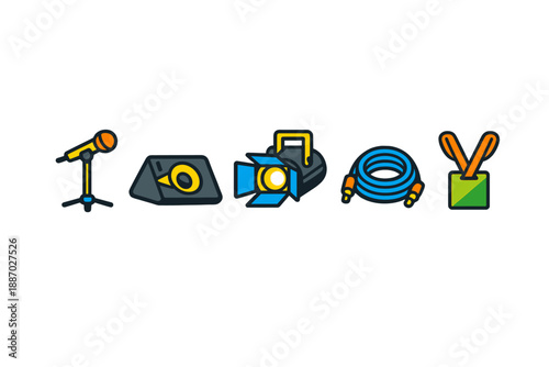 Stage Equipment Icons Set
