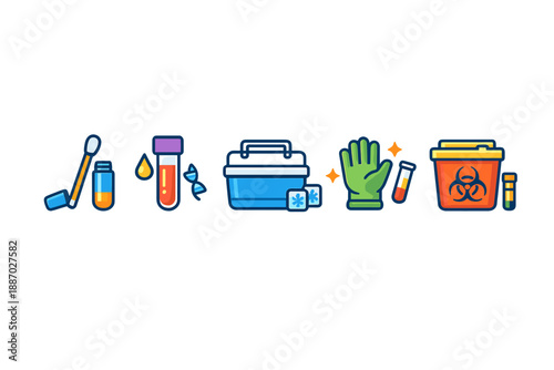 Medical and Science Icon Set on Gradient Background