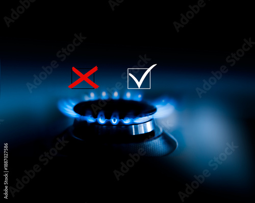 Brennende Gasflamme auf einem Kochfeld