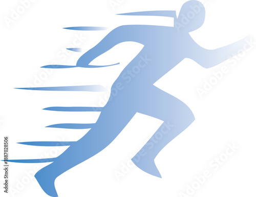 A silhouette of a running man athlete sprinting in a fitness competition vector illustration representing speed, sport action, and person exercise