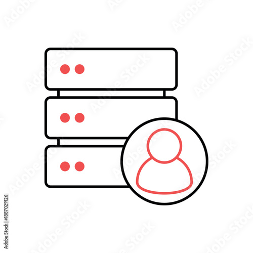 Icon a user database with person and server, isolated against a clean background.