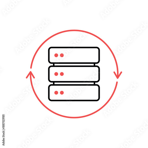 Icon a database sync with rotation arrows, isolated against a clean background.