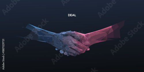 Abstract polygonal illustration of a handshake symbolizing agreement and partnership