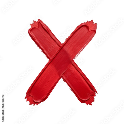 Bold red x mark isolated on transparent background, png