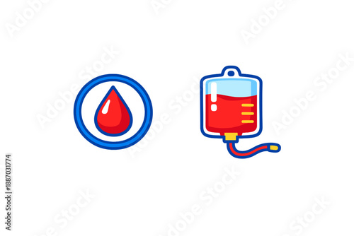 Blood drop and blood bag symbols showing importance of blood donation and its role in medical care and patient support