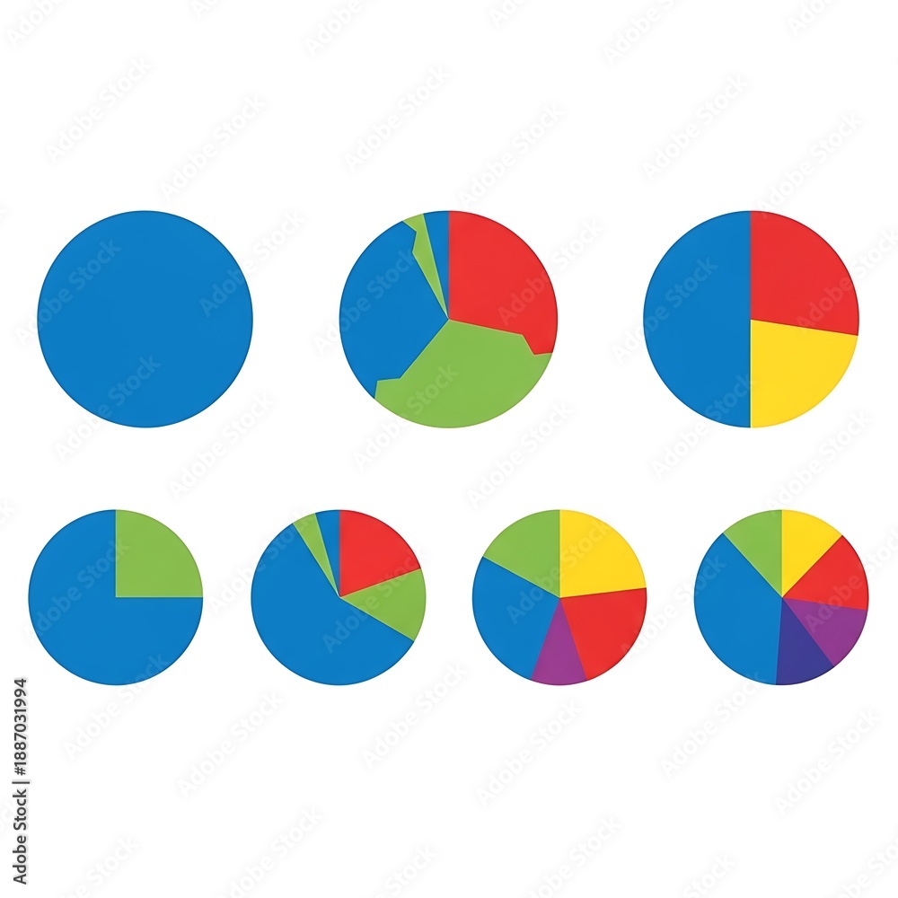 Fototapeta premium Colorful Pie Charts on White Background