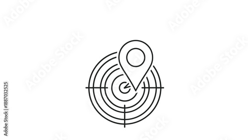 Target icon with location pin representing focused local marketing, geo-targeting, and specific regional business goals.