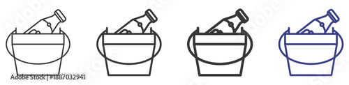 Champagne Icon Set Illustration with Outline Style Variation