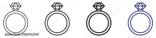 Rings Icon Set Illustration with Outline Style Variation