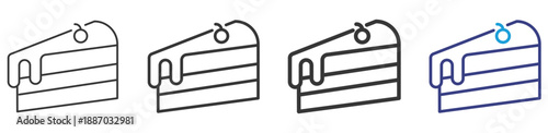 Cake Icon Set Illustration with Outline Style Variation