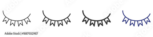 Garland Icon Set Illustration with Outline Style Variation