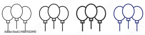 Balloons Icon Set Illustration with Outline Style Variation