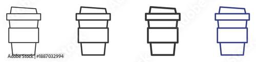 Coffee Cup Icon Set Illustration with Outline Style Variation