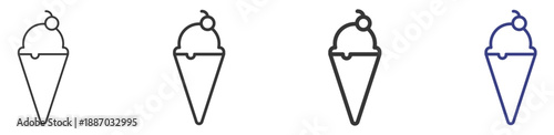 Ice Cream Icon Set Illustration with Outline Style Variation