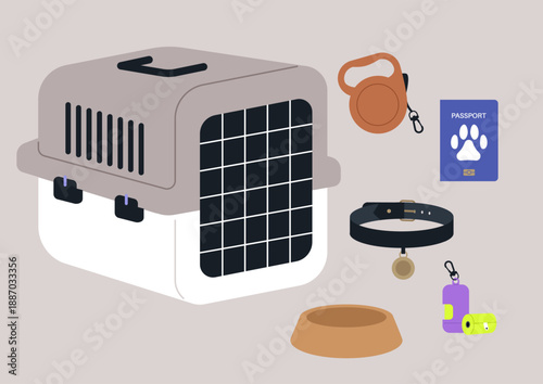 This delightful set features a sturdy pet carrier alongside colorful accessories including a collar, leash, and travel bowl, perfect for adventures with your beloved animal