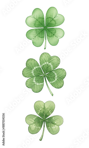 Clover leaf isolated, clover collection, Collection set of leaf clover isolated