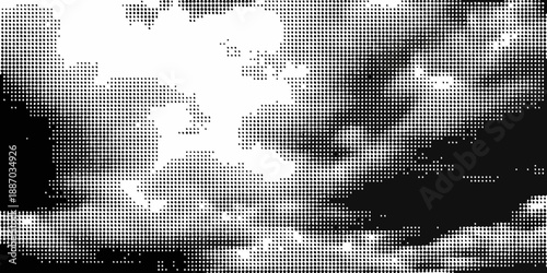 Abstract black and white image featuring a blurred face and swirling patterns