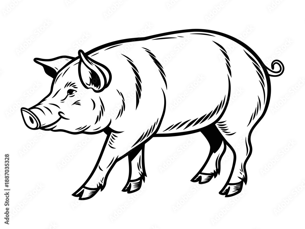 Fototapeta premium Hand drawn pig vector sketch