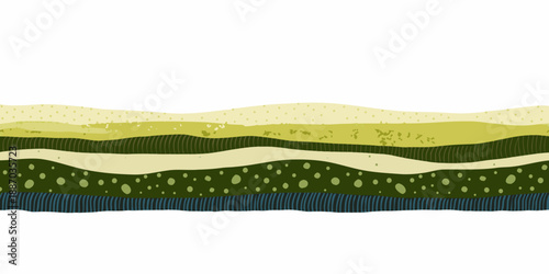 Abstract layered background with varying green and white textured bands