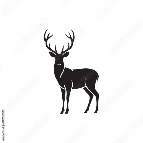 deer silhouette vector, silhouette head deer, Reindeer, Beautiful deer vector silhouette on white background