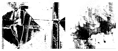 Abstract Geometric Shapes with Halftone Texture and Bold