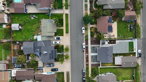 Aerial view of houses in the valley of Oceanside town in San Diego, California. USA.