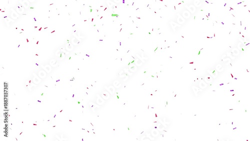 Multi color confetti slow motion falling animation alpha channel. colorful paper confetti rain effect overlay transparent background.