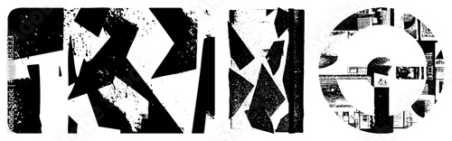 Abstract Geometric Typography with Grunge Texture and Halftone